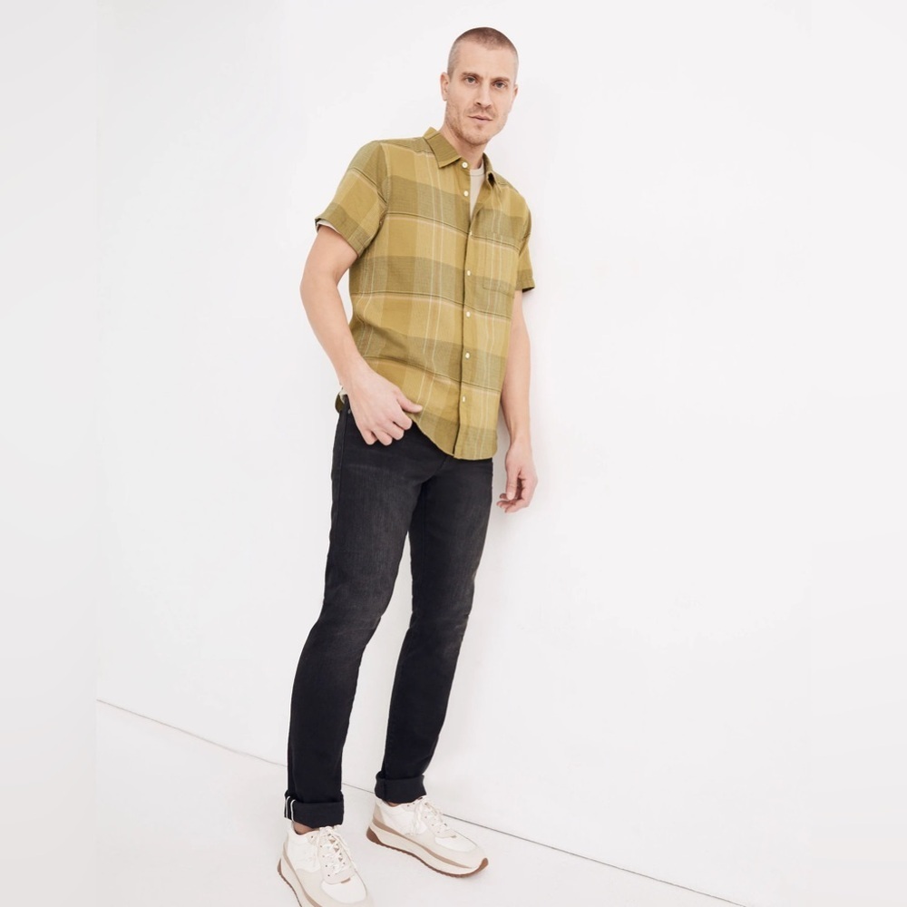 Madewell Textured Cotton Perfect Short-Sleeve Shirt - Size XL